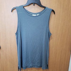 Kenar, slate blue sleeveless tank blouse top, size large